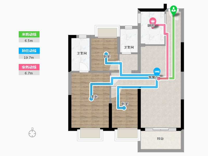 湖北省-武汉市-武汉恒大时代新城-80.00-户型库-动静线