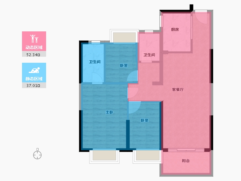 湖北省-武汉市-武汉恒大时代新城-80.00-户型库-动静分区