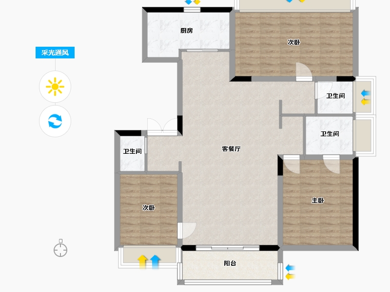 吉林省-长春市-信达万科翡翠学院-112.32-户型库-采光通风