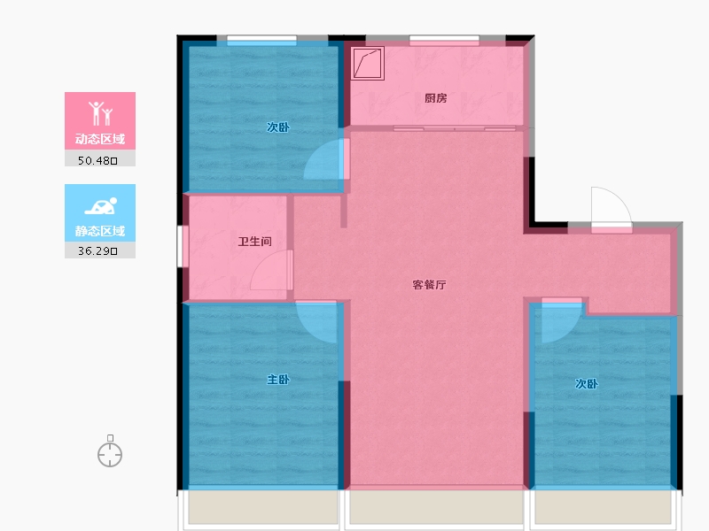 吉林省-长春市-万科向日葵小镇-78.00-户型库-动静分区