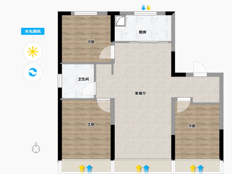 吉林省-长春市-万科向日葵小镇-78.00-户型库-采光通风