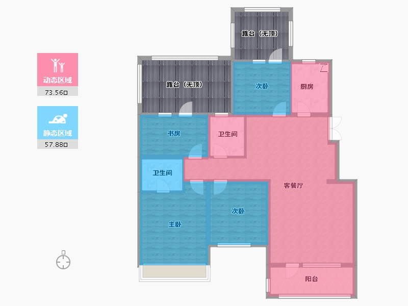 吉林省-长春市-高新君園-143.61-户型库-动静分区