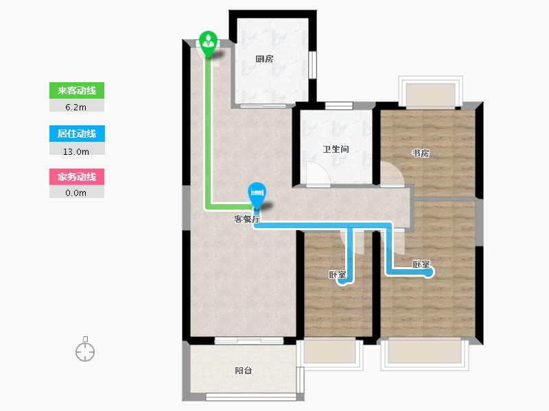 湖北省-武汉市-武汉恒大时代新城-78.00-户型库-动静线