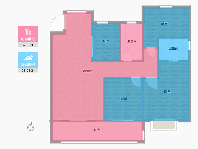 湖南省-常德市-美的 中梁御湖半岛-106.80-户型库-动静分区