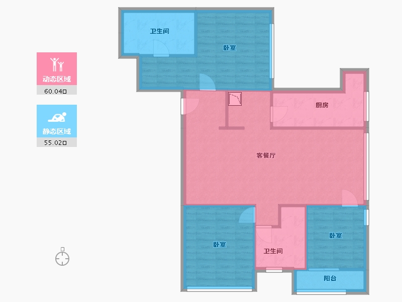 广东省-深圳市-华侨城北站壹号-104.54-户型库-动静分区