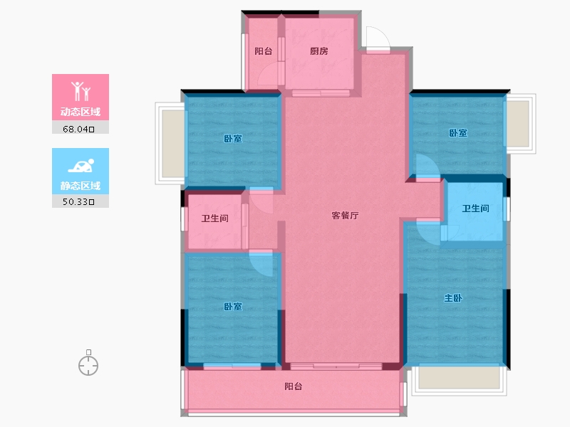 广东省-广州市-碧桂园东华首府-105.11-户型库-动静分区