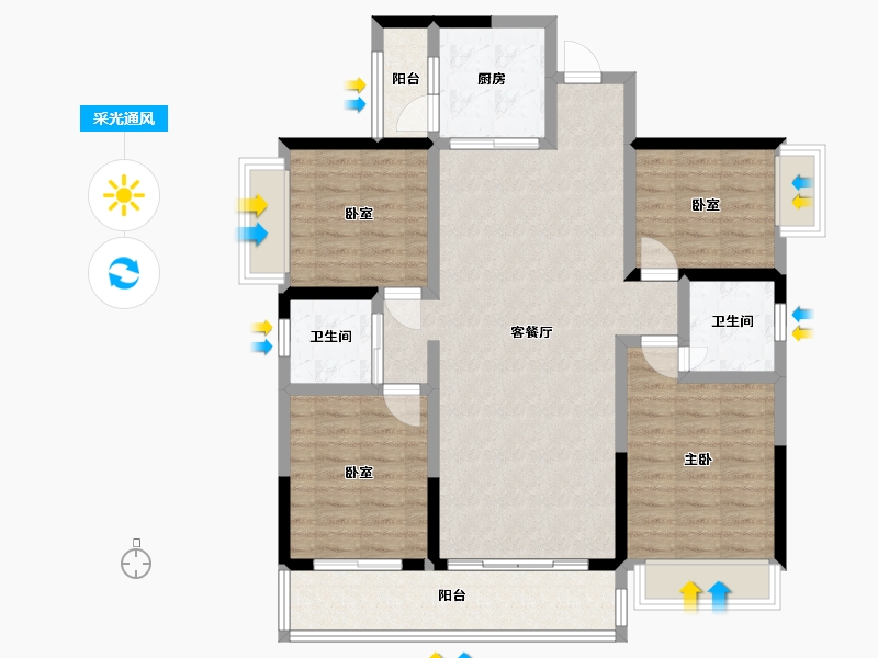 广东省-广州市-碧桂园东华首府-105.11-户型库-采光通风