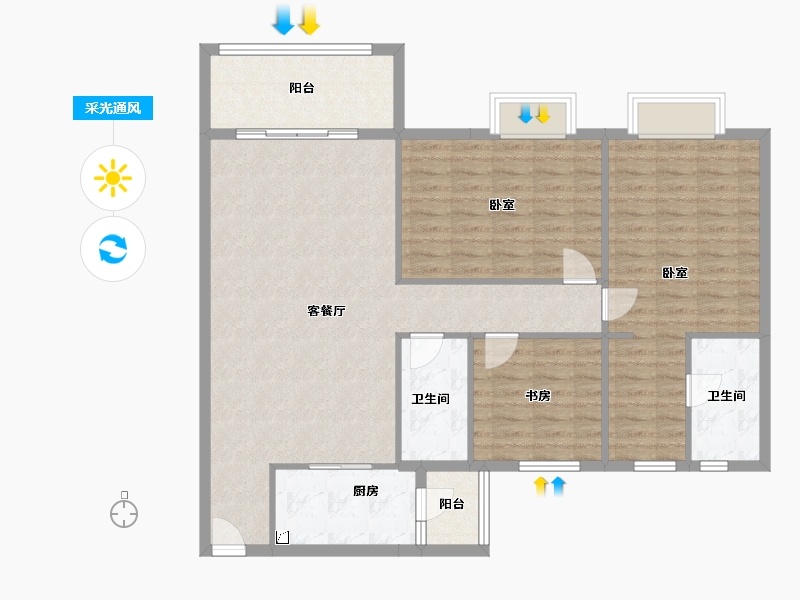 广东省-江门市-新会玉圭园-116.83-户型库-采光通风