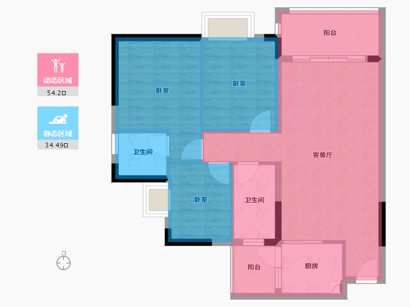 广东省-惠州市-海伦堡海伦虹-79.58-户型库-动静分区