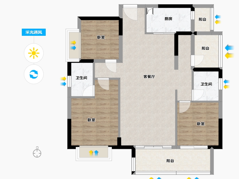 广东省-梅州市-融创奥园玖珑台-97.01-户型库-采光通风