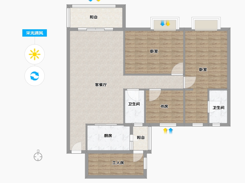 广东省-江门市-新会玉圭园-114.00-户型库-采光通风