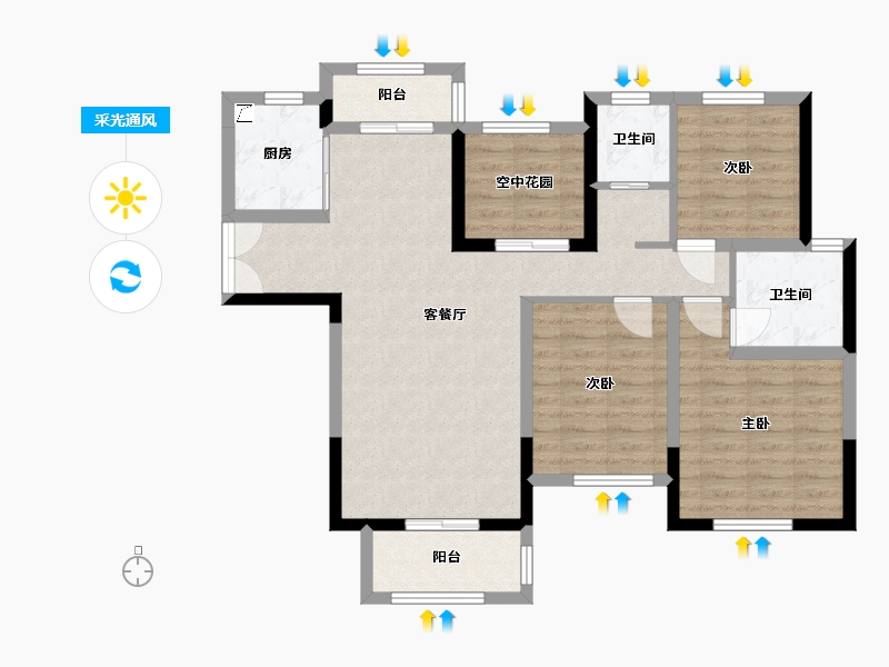 湖南省-长沙市-泰禹云开壹品·樾玺-87.88-户型库-采光通风