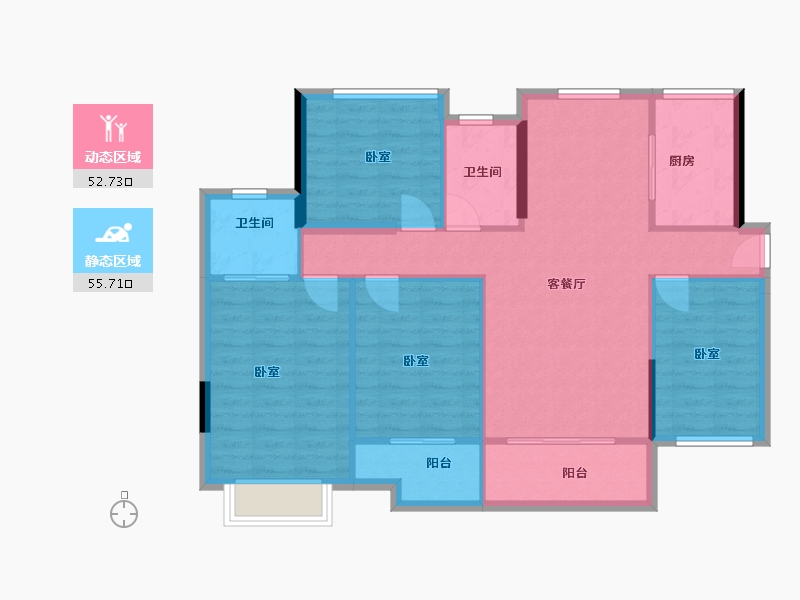 广东省-汕尾市-中骏东维亚时代名都-98.52-户型库-动静分区