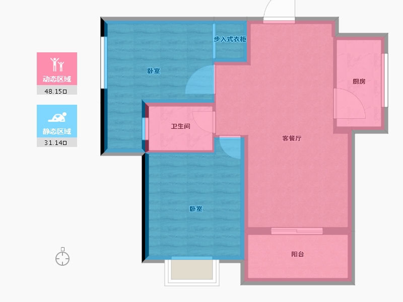 陕西省-西安市-永泽五里州-70.98-户型库-动静分区