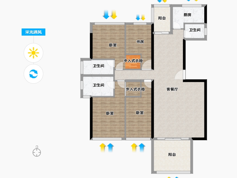 广东省-汕头市-天合名門豪庭南区-151.43-户型库-采光通风