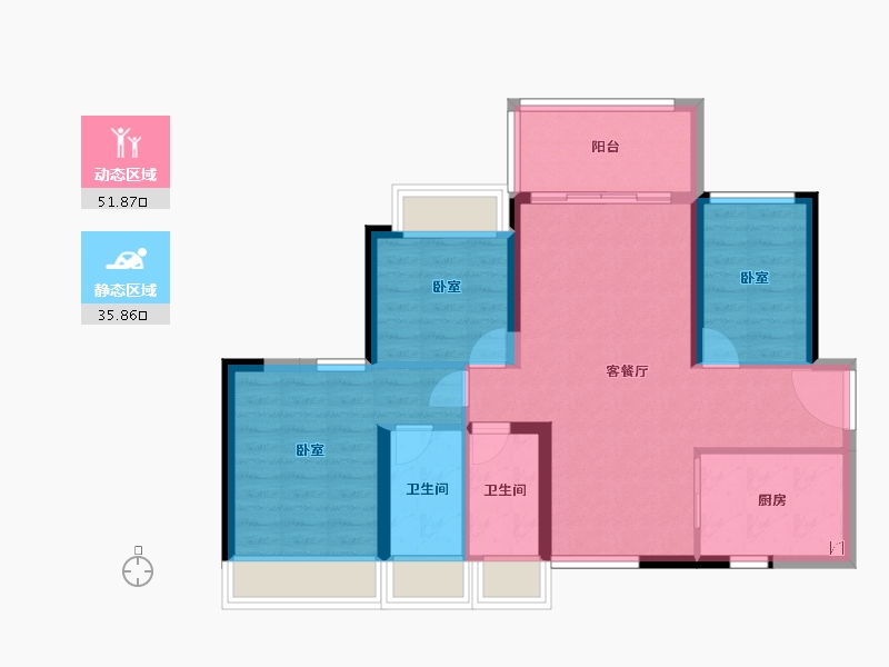 广东省-江门市-碧桂园山水豪园·凤凰郡-78.00-户型库-动静分区