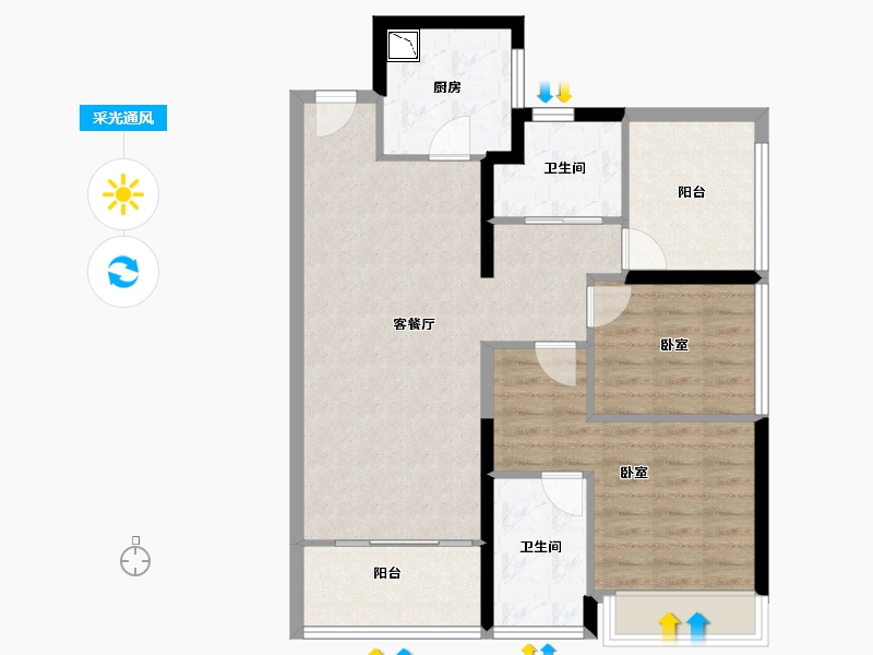 广东省-广州市-广州柳岸晓风-82.12-户型库-采光通风