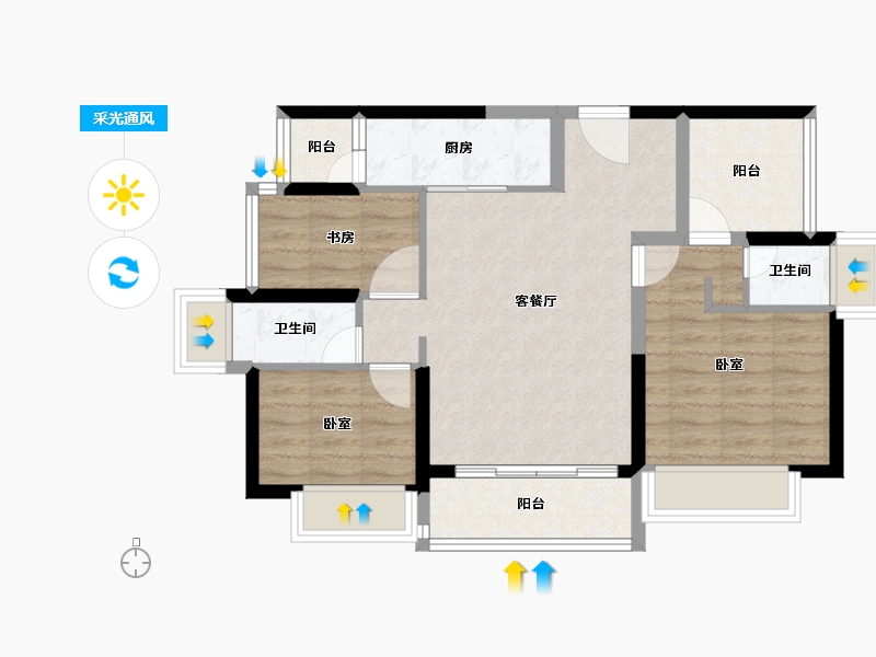 广东省-深圳市-颐翠名庭-71.06-户型库-采光通风