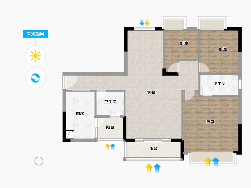 广东省-阳江市-领美生活广场-107.30-户型库-采光通风