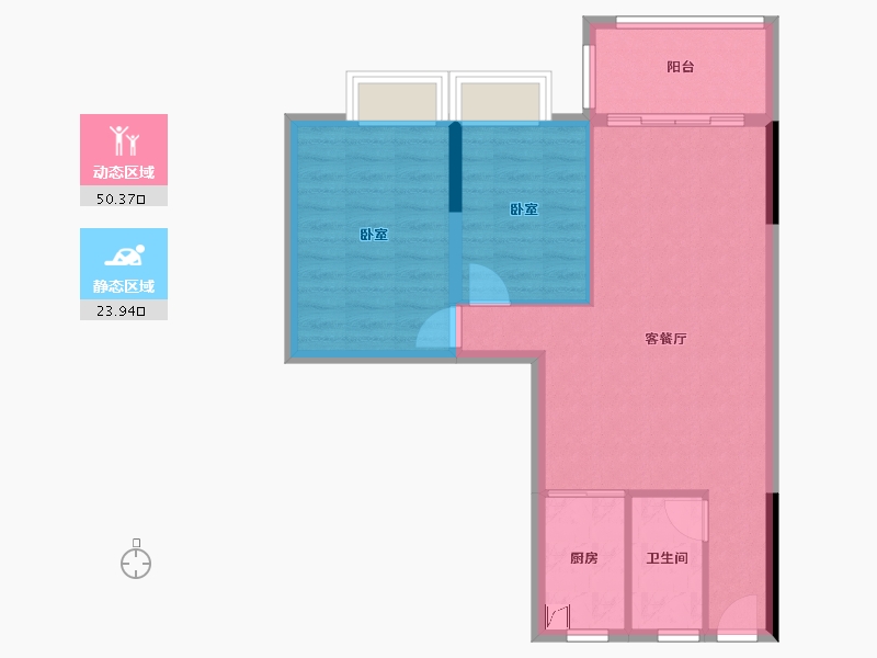 广东省-惠州市-海伦堡海伦虹-66.91-户型库-动静分区