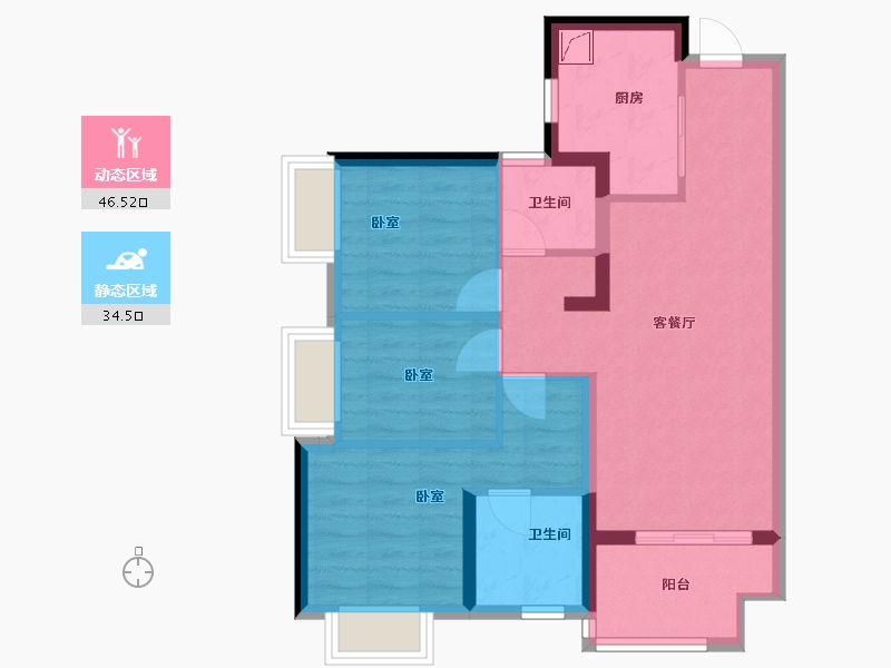 广东省-汕尾市-保利海德公馆-71.35-户型库-动静分区