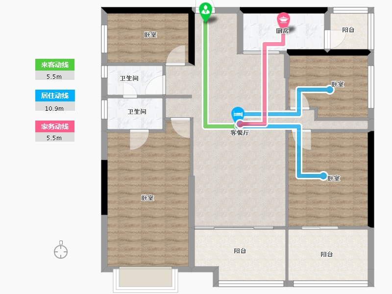 广东省-汕尾市-中骏东维亚时代名都-110.18-户型库-动静线