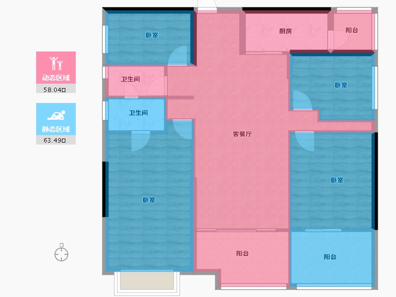 广东省-汕尾市-中骏东维亚时代名都-110.18-户型库-动静分区