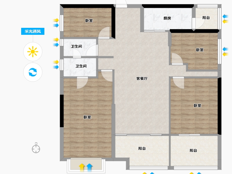 广东省-汕尾市-中骏东维亚时代名都-110.18-户型库-采光通风