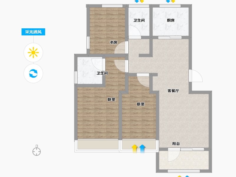 山东省-青岛市-金地锦宸-101.00-户型库-采光通风