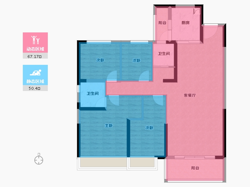 山东省-泰安市-碧桂园翡丽公园-105.24-户型库-动静分区