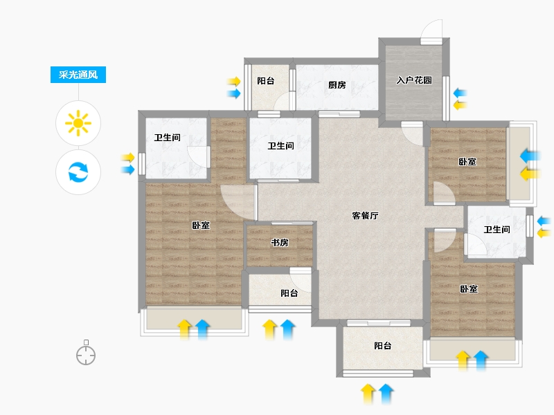 广东省-江门市-博富南湖壹號-107.22-户型库-采光通风