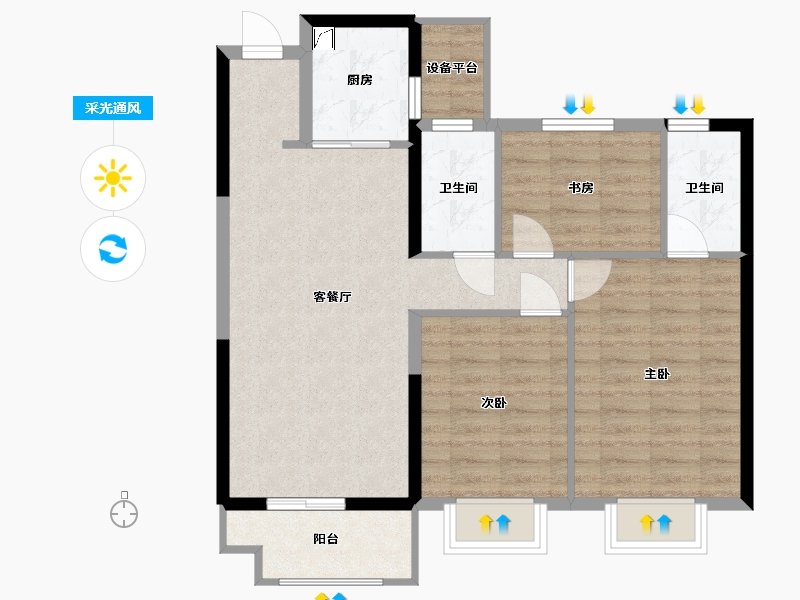 湖南省-长沙市-奥园世家-78.77-户型库-采光通风