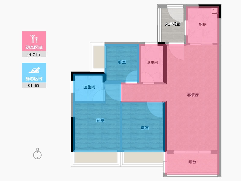 广东省-广州市-碧桂园江与峸-71.37-户型库-动静分区