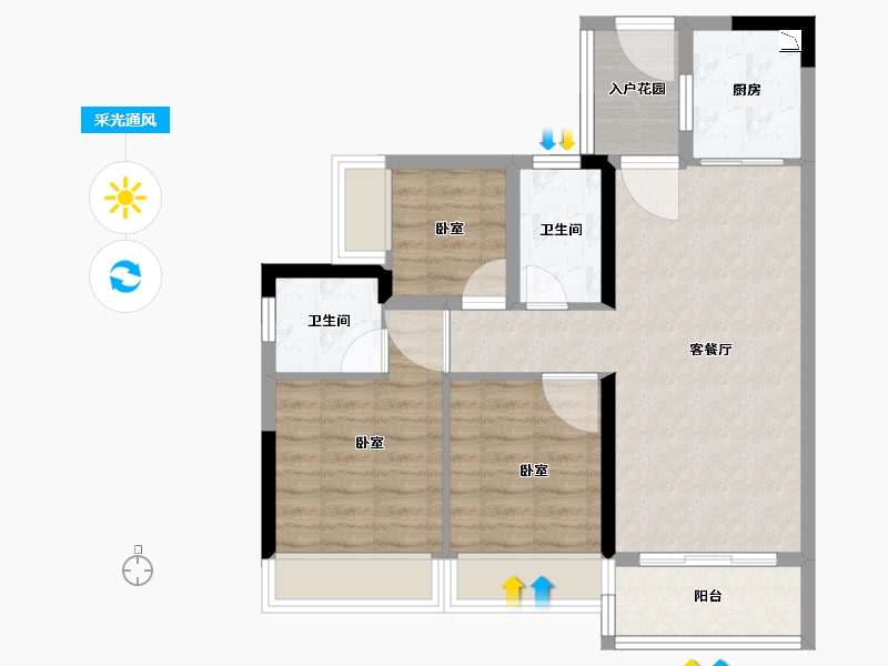 广东省-广州市-碧桂园江与峸-71.37-户型库-采光通风