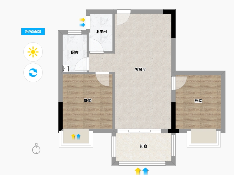 广东省-惠州市-海伦堡海伦虹-54.55-户型库-采光通风