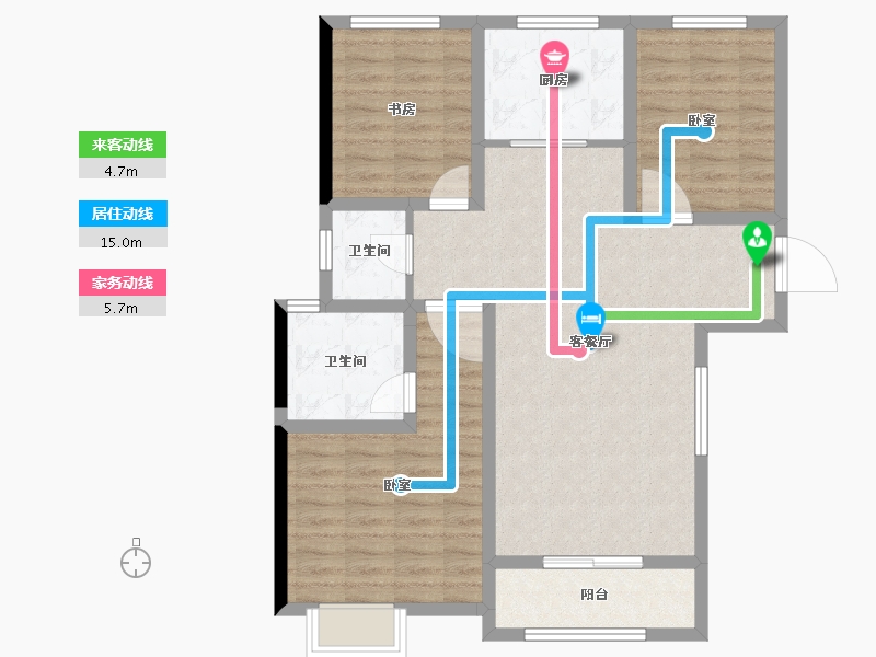 陕西省-西安市-永泽五里州-91.80-户型库-动静线