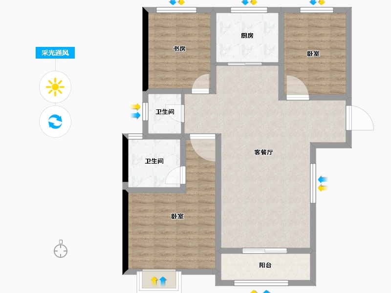 陕西省-西安市-永泽五里州-91.80-户型库-采光通风