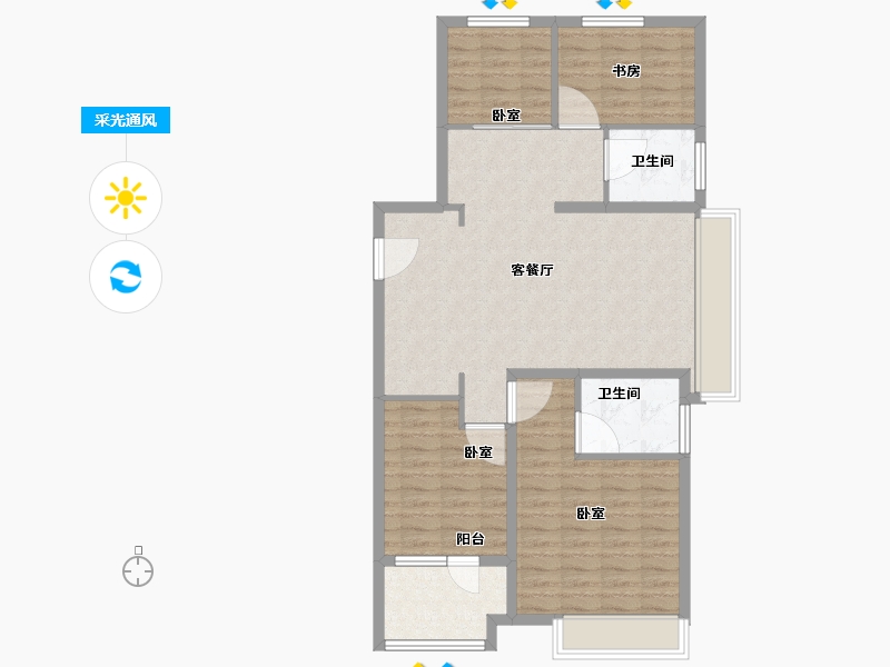 山东省-青岛市-金地锦宸-96.11-户型库-采光通风