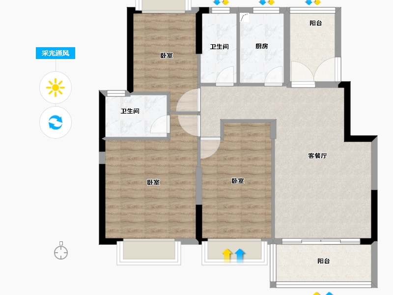 广东省-江门市-世茂•御泉十里-88.00-户型库-采光通风