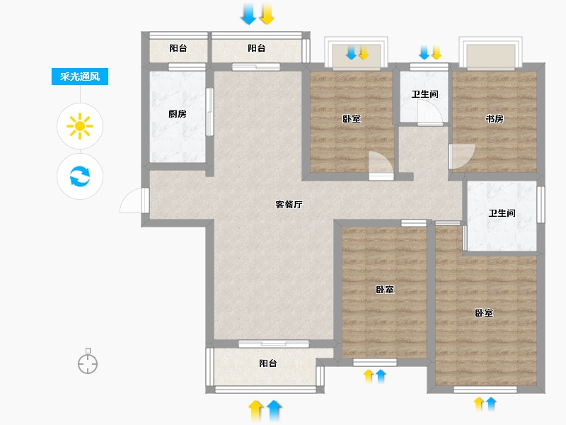 江苏省-镇江市-大亚第一城·玺园-107.00-户型库-采光通风