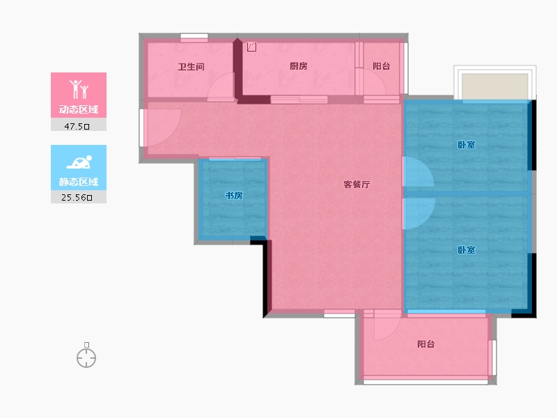 广东省-江门市-世茂•御泉十里-65.00-户型库-动静分区