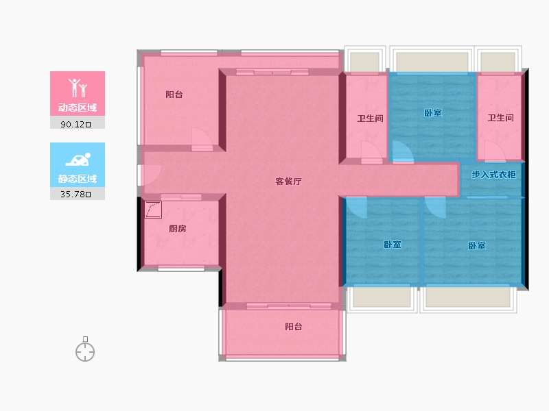 广东省-汕尾市-龙光玖龙府-112.86-户型库-动静分区