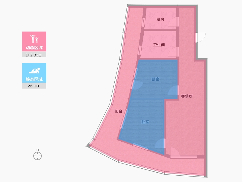 辽宁省-葫芦岛市-海天印象-90.46-户型库-动静分区