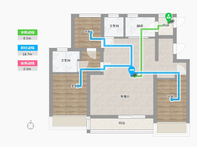 陕西省-西安市-长安宫-66.41-户型库-动静线