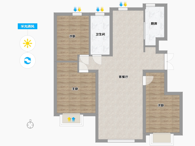 吉林省-长春市-奥体玉园-87.31-户型库-采光通风