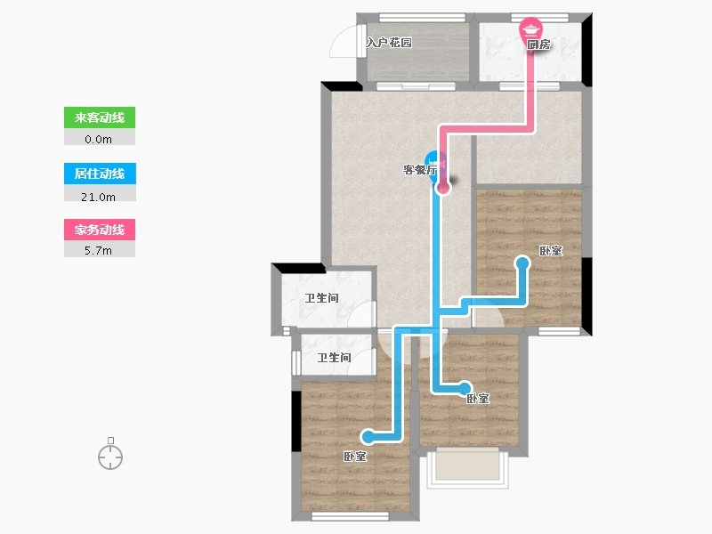 广东省-汕头市-国瑞四季园-70.75-户型库-动静线