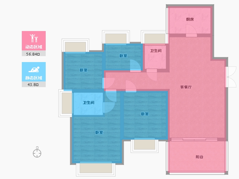 湖南省-永州市-岳麓青城万达广场-89.15-户型库-动静分区