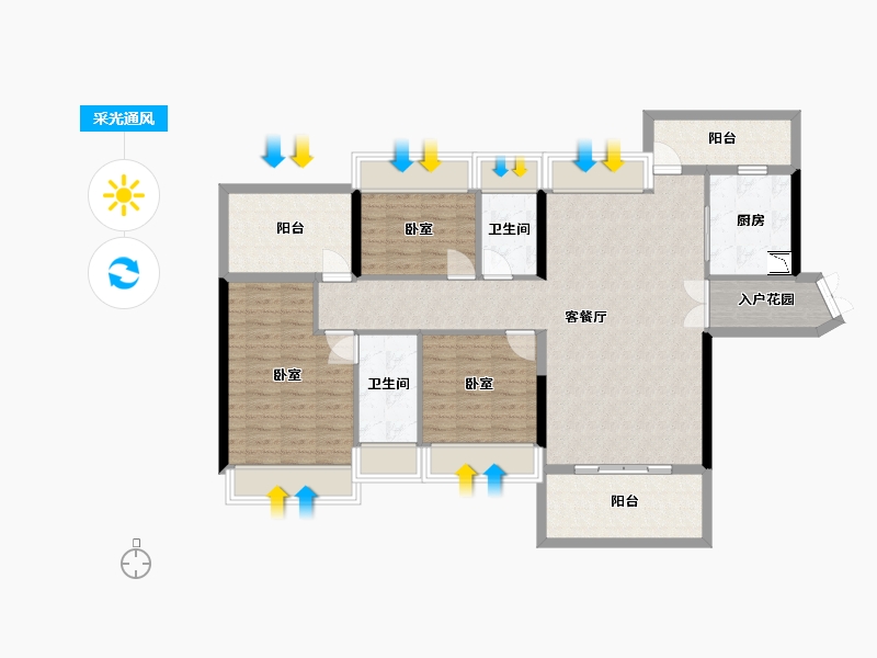 广东省-深圳市-深圳东星河丹堤-111.31-户型库-采光通风