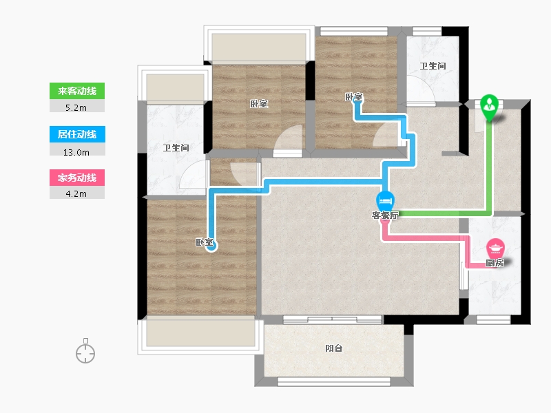 广东省-佛山市-东建世纪锦园-71.88-户型库-动静线