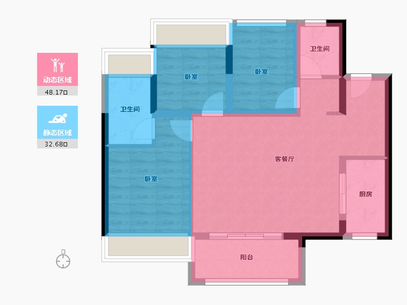 广东省-佛山市-东建世纪锦园-71.88-户型库-动静分区